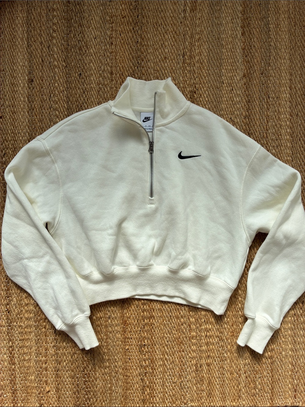 Nike Cream Half-Zip Crop Sweatshirt, NWOT